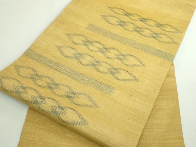 平和屋本店*極上 夏物 沖縄県無形文化財指定 本場八重山上布 麻 九寸名古屋帯 横段文 逸品 DZAB5518kh6