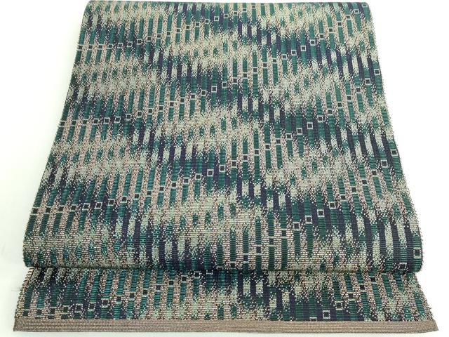 平和屋着物●極上 織の宝石・ダイヤモンドカット 佐波理綴 八寸名古屋帯 流れ格子 金銀糸 逸品 DZAB5521kh6