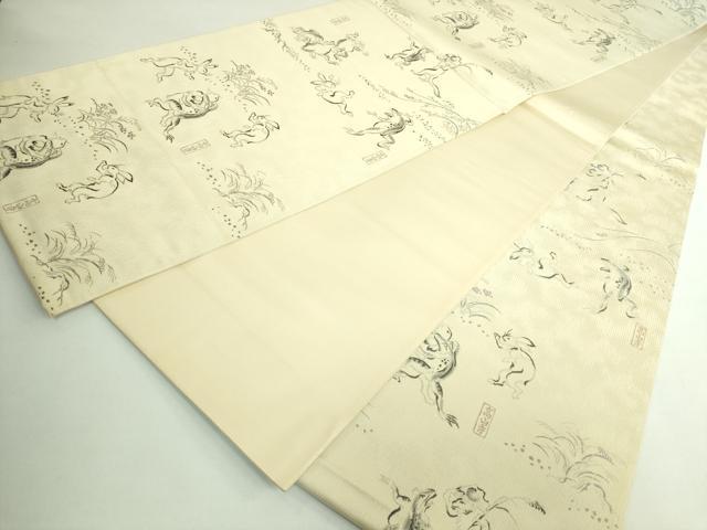 平和屋着物●極上 西陣織 陰山織物謹製 箔屋清兵衛 六通柄袋帯 鳥獣戯画 逸品 DZAB5525kh6
