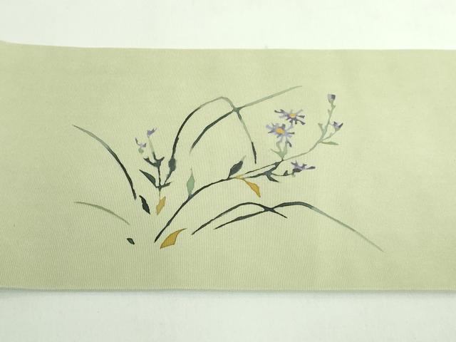 平和屋着物●極上 加賀友禅の巨匠 初代 由水十久 塩瀬 九寸名古屋帯 童子 裏葉柳色地 逸品 DZAB5528kh6