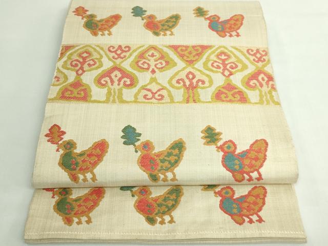 平和屋着物●極上 洛風林 工芸帯地 六通柄袋帯 花鳥文 逸品 DZAB5547kh6