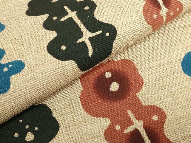 平和屋着物●希少 本場琉球紅型 びんがた工房くんや 宜保聡 八寸名古屋帯 紬地 草花文 逸品 DZAB5571kh6