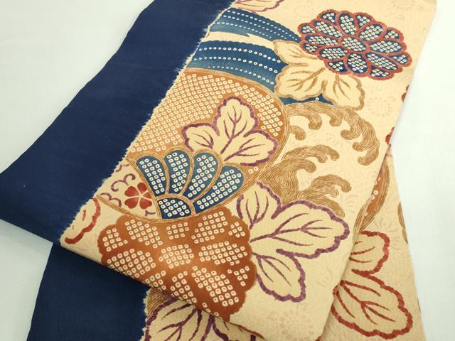 平和屋着物●極上 摺型友禅 京都 多ち花 九寸名古屋帯 古微貝に菊 逸品 DZAB5581kh6