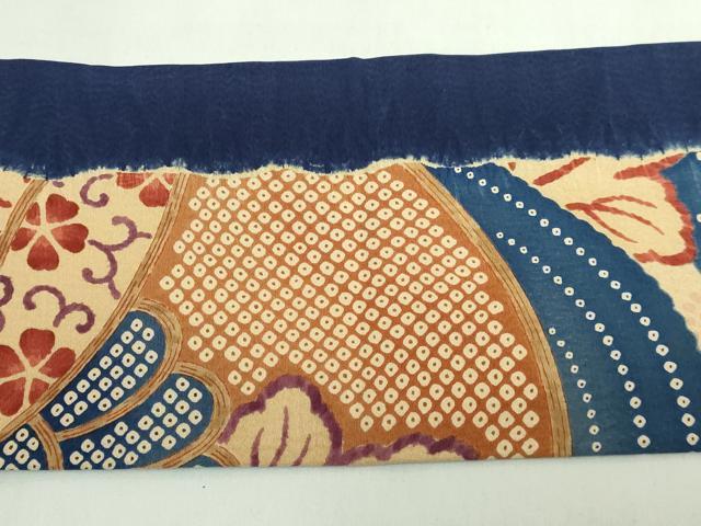 平和屋着物●極上 摺型友禅 京都 多ち花 九寸名古屋帯 古微貝に菊 逸品 DZAB5581kh6
