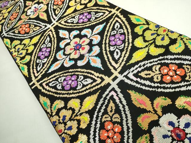 平和屋本店●最高級 龍村平蔵製 六通柄 本袋帯 王朝七宝文 黒地 金銀糸 共箱付き 逸品 DZAB5587kh6