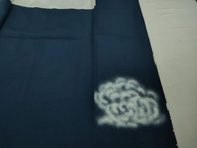 平和屋本店●極上 螺鈿作家 藤本隆士 雲母塾 色留訪問着 龍 立波 留紺色地 金彩 逸品 DZAB5611kh6