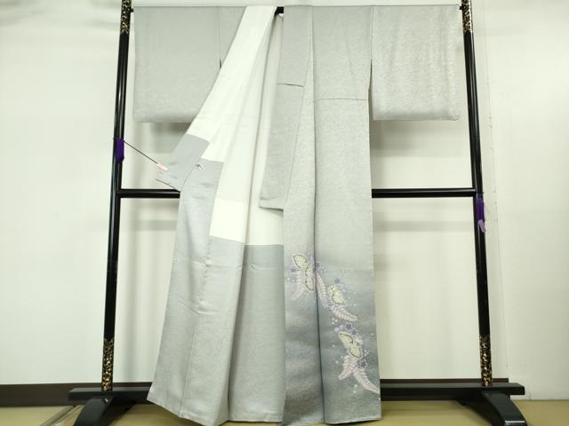 平和屋本店●最高級 二代目 久保田一竹 幻の辻が花 色留訪問着 舞葉 月白色地 暈し染め 銀通し地 逸品 DZAB5616kh6
