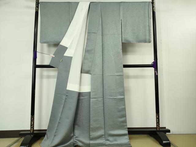 平和屋本店●極上 久保田一竹 幻の辻が花 色無地 草花地紋 濃い秘色色地 金通し地 ロング丈 逸品 未使用 DZAB5617kh6