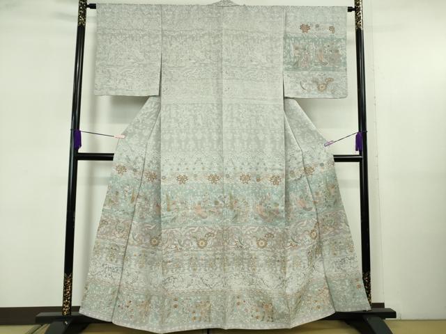 平和屋本店●極上 訪問着 総手刺繍 天目織 お召地 壁画文様 金糸 ますいわ屋扱い 逸品 DZAB5621kh6