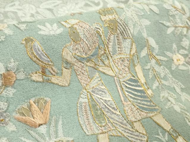 平和屋本店●極上 訪問着 総手刺繍 天目織 お召地 壁画文様 金糸 ますいわ屋扱い 逸品 DZAB5621kh6