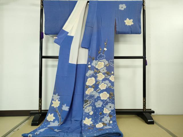 平和屋本店●極上 アンティーク 大正ロマン 訪問着 お引きずり・お引き摺り 舞妓 芸妓 芸者 梅 楓 杜若色地 金彩 逸品 DZAB5624kh6