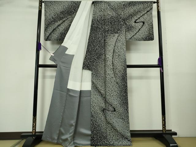 平和屋着物●極上 中国三大刺繍 相良刺繍 訪問着 総絞り 黒地 金銀糸 逸品 未使用 DZAB5630kh6