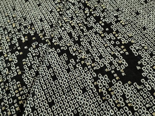 平和屋着物●極上 中国三大刺繍 相良刺繍 訪問着 総絞り 黒地 金銀糸 逸品 未使用 DZAB5630kh6