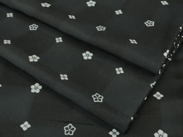 平和屋着物●極上 白山紬 花並べ 濃紺地 逸品 DZAB5636kh6