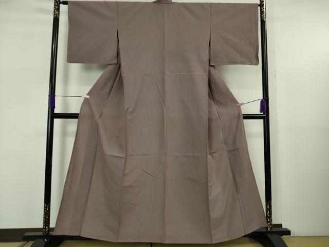 平和屋着物▽極上 綿薩摩 東郷織物謹製 単衣 みじん格子 葡萄鼠色地 逸品 DZAB5640kh6