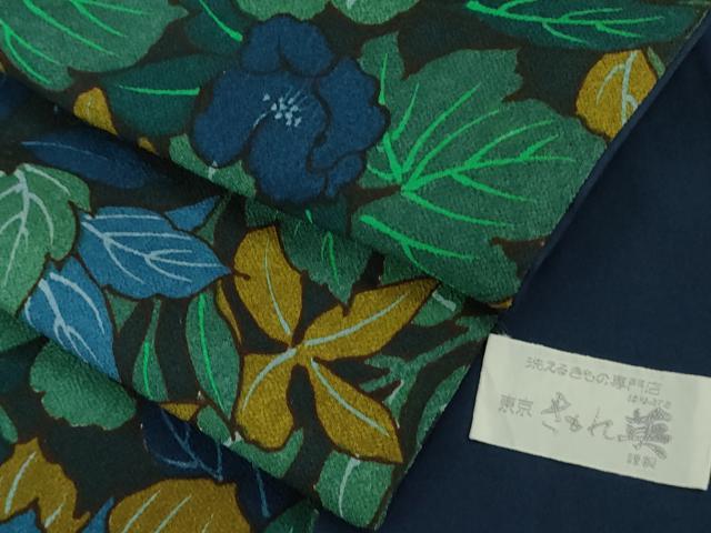 平和屋着物●極上　洗える最高級着物　＜英＞はなぶさ謹製　小紋　草花文　逸品　DZAB5649kh6 小紋 単衣 着物 リサイクル 英 はなぶさ 謹製 洗える ポリエステル 春