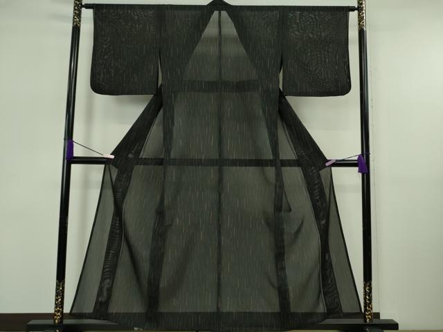 平和屋着物*極上 夏物 洗える最高級着物 <英>はなぶさ謹製 小紋 絽 黒地 逸品 DZAB5651kh6