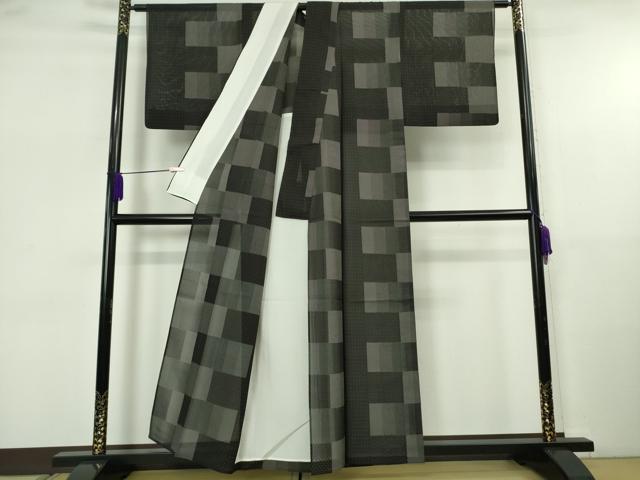 平和屋着物*極上 夏物 本場大島紬 夏大島 9マルキ 変わり市松 黒地 逸品 DZAB5652kh6