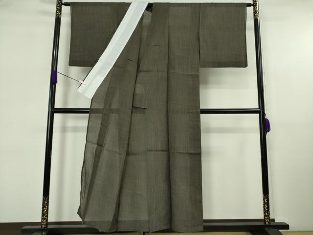 平和屋着物*極上 夏物 本場小千谷ちぢみ 麻 縞 檳榔子染色地 逸品 DZAB5653kh6
