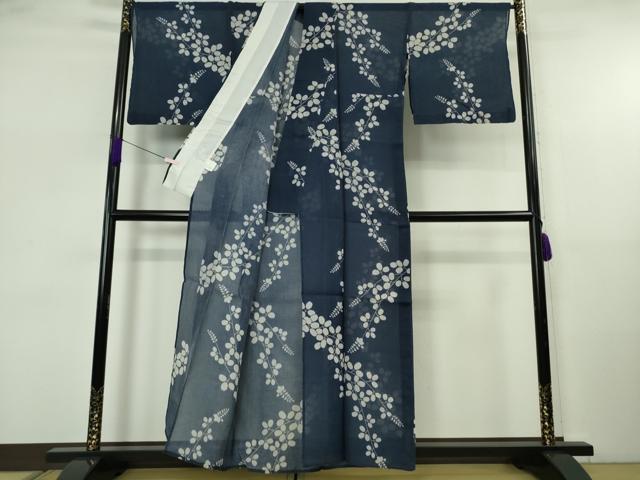 平和屋本店∴極上 夏物 竺仙 綿紅梅 浴衣 萩 阪急百貨店扱い 証紙・反端付き 逸品 DZAB5654kh6