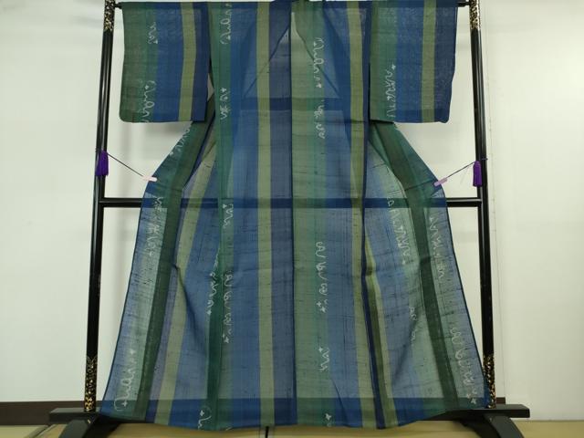 平和屋着物＊極上　夏物　絹芭蕉　小紋　千鳥　間道　逸品　未使用　DZAB5655kh6 平和屋着物＊極上 夏物 絹芭蕉 小紋 千鳥 間道 逸品 未使用 DZAB5655kh6