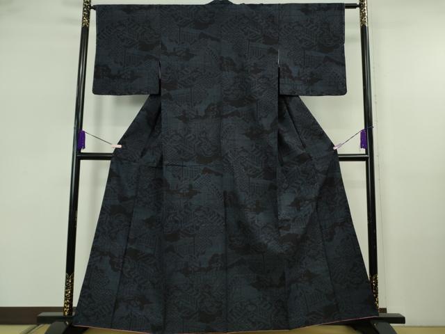 平和屋着物●極上 本場結城紬 重要無形文化財 100亀甲 風景文 逸品 DZAB5672kh6