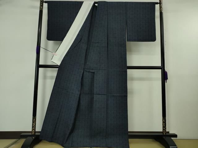 平和屋着物▽極上 本場結城紬 重要無形文化財 単衣 100亀甲 麻の葉文様 逸品 DZAB5673kh6