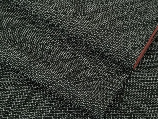 平和屋着物●極上 本塩沢 袷 110亀甲 斜線文 藍鉄色地 逸品 DZAB5683kh6