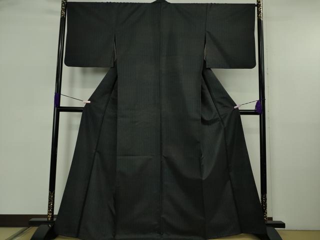 平和屋着物●極上 撫松庵 小紋 縞 黒地 洗える着物 逸品 DZAB5684kh6