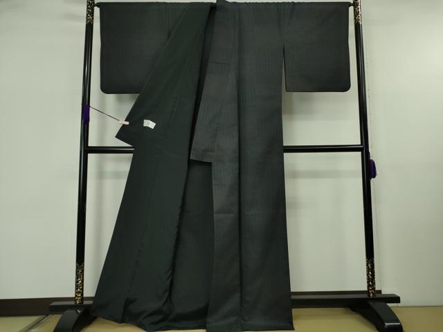 平和屋着物●極上 撫松庵 小紋 縞 黒地 洗える着物 逸品 DZAB5684kh6