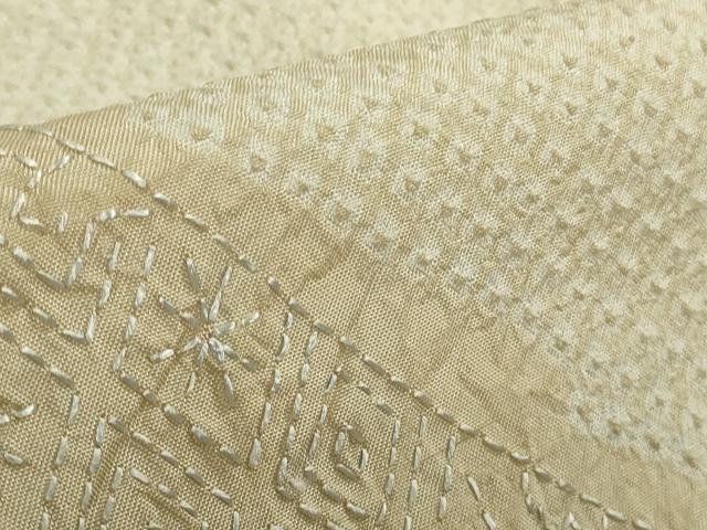 平和屋本店●極上 訪問着 紬地 刺し子 刺繍 名物裂花間道 蒸栗色地 逸品 未使用 DZAB5690kh6