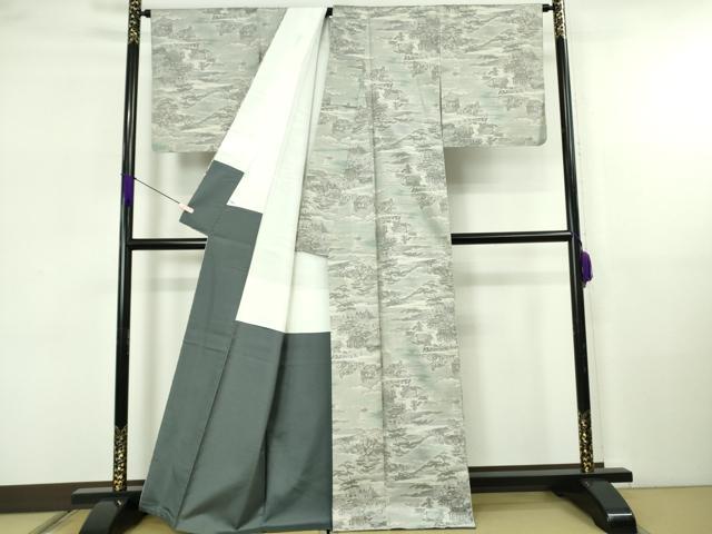 平和屋着物●極上 都喜ヱ門 本場大島紬 白大島 7マルキ 遊楽叙景 藤絹織物謹製 証紙付き 逸品 未使用 DZAB5691kh6