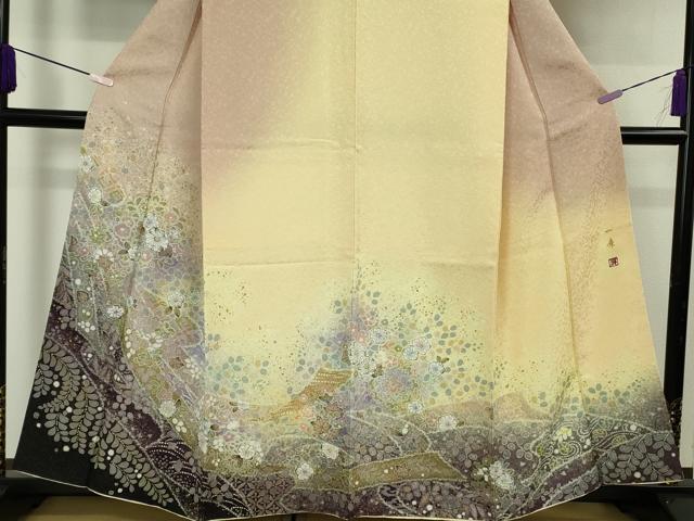 平和屋本店●極上 吉乃一廉 幻の辻が花 訪問着 暈し染め 金彩 銀通し地 逸品 DZAB5697kh6