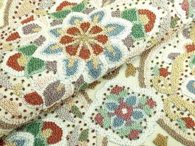 平和屋本店●極上 中国三大刺繍 相良刺繍 総刺繍 袋帯 正倉院花文 金糸 逸品 DZAB5710kh6