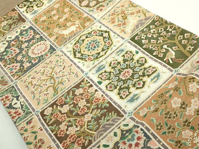 平和屋本店●極上 明綴れ 袋帯 格天井花文 金糸 逸品 DZAB5714kh6