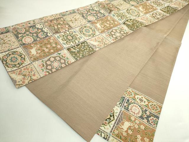平和屋本店●極上 明綴れ 袋帯 格天井花文 金糸 逸品 DZAB5714kh6