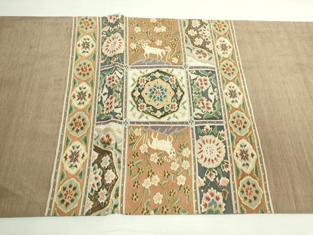 平和屋本店●極上 明綴れ 袋帯 格天井花文 金糸 逸品 DZAB5714kh6