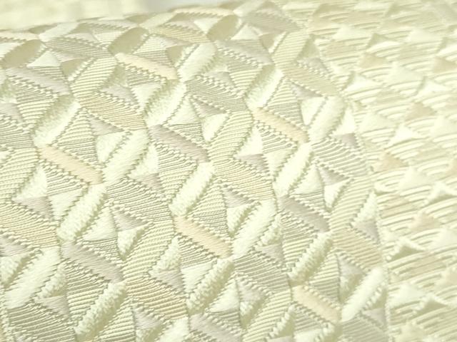 平和屋本店●極上 本場筑前博多織 大倉織物 誠之輔 八寸名古屋帯 琥珀織 切子 証紙付き 逸品 未使用 DZAB5724kh6