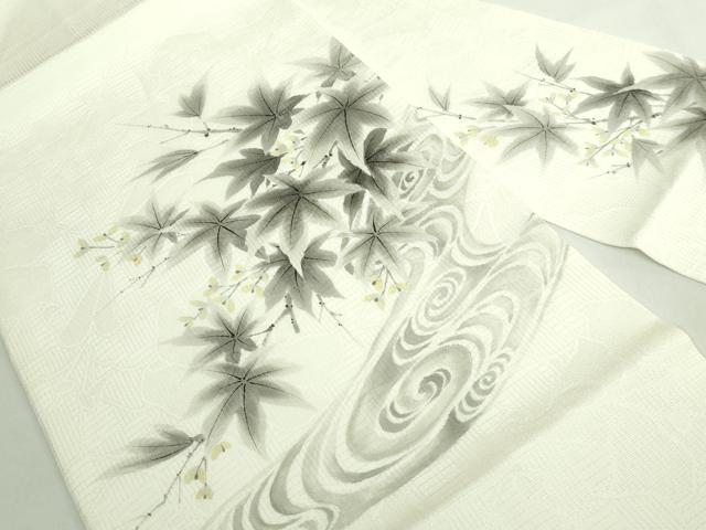 平和屋着物*極上 夏物 九寸名古屋帯 作家物 手描き 流水楓文 逸品 DZAB5754kh6
