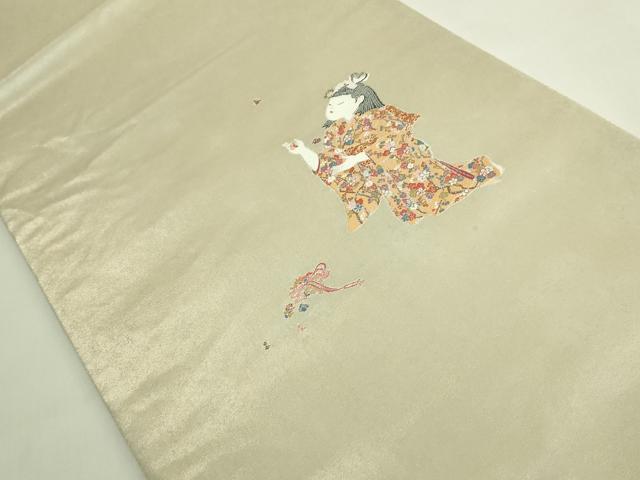 平和屋着物●極上 加賀友禅の巨匠 初代 由水十久 西陣 長嶋成織物 ながしま帯 太鼓柄袋帯 手玉 瀞銀錦 逸品 DZAB5762kh6