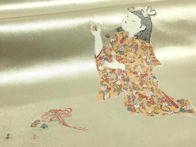 平和屋着物●極上 加賀友禅の巨匠 初代 由水十久 西陣 長嶋成織物 ながしま帯 太鼓柄袋帯 手玉 瀞銀錦 逸品 DZAB5762kh6