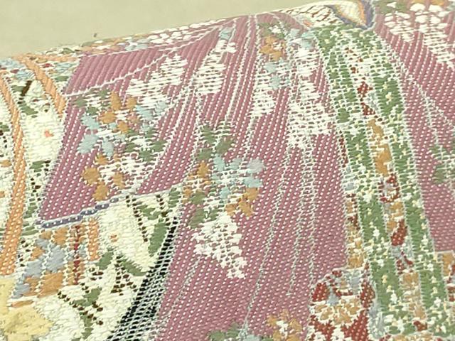 平和屋着物●極上 加賀友禅の巨匠 初代 由水十久 西陣 長嶋成織物 ながしま帯 太鼓柄袋帯 観桜 瀞銀錦 逸品 DZAB5764kh6