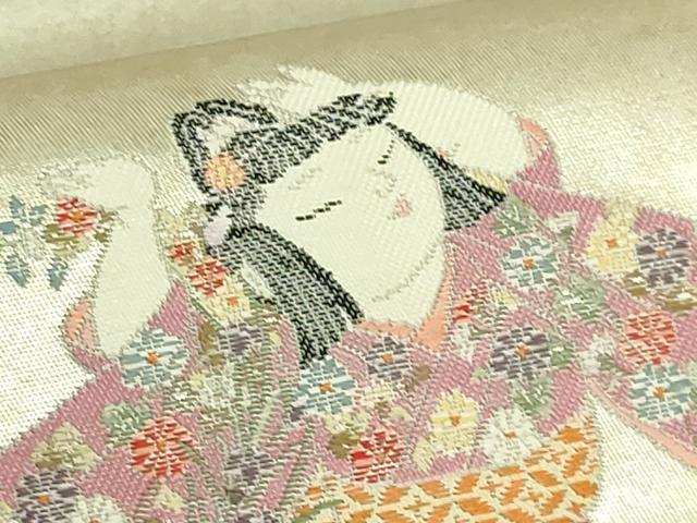 平和屋着物●極上 加賀友禅の巨匠 初代 由水十久 西陣 長嶋成織物 ながしま帯 太鼓柄袋帯 はなのわ 瀞銀錦 逸品 DZAB5767kh6