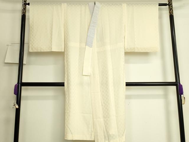 平和屋着物*夏物 長襦袢 市松紋紗 絹洗衣 しどり 半衿刺繍 ビース やまと誂製 反端付き 逸品 DZAB5798kh6