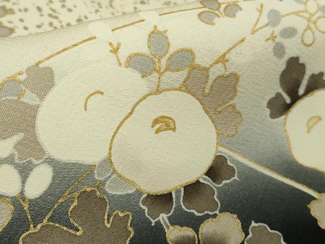 平和屋本店●極上 訪問着 駒刺繍 藤花房 秋草文 黒地 暈し染め 金彩 逸品 DZAB5810kh6
