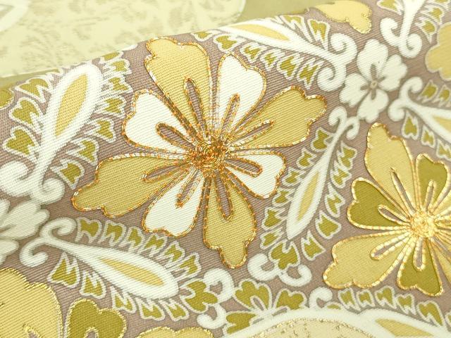 平和屋本店●極上 創業460年・千總 色留袖 駒刺繍 正倉院霞花文 黄海松茶色地 金彩 反端付き 逸品 未使用 DZAB5812kh6