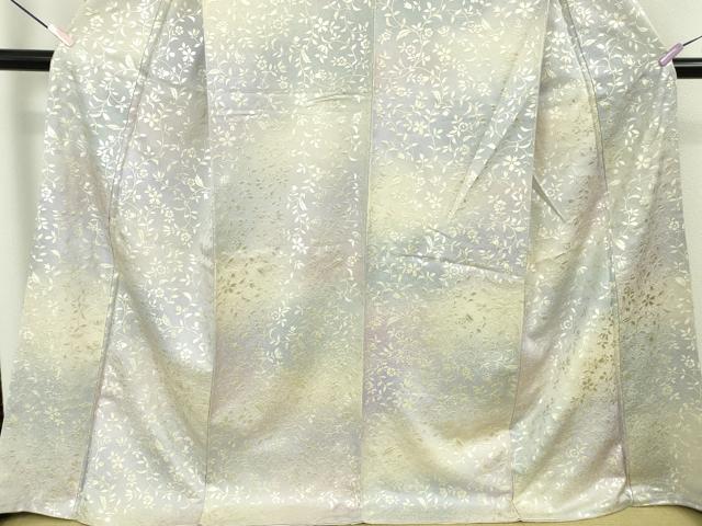 平和屋本店●極上 小紋 花唐草文 暈し染め 銀彩 逸品 DZAB5813kh6
