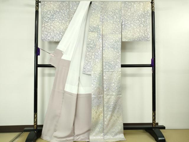 平和屋本店●極上 小紋 花唐草文 暈し染め 銀彩 逸品 DZAB5813kh6