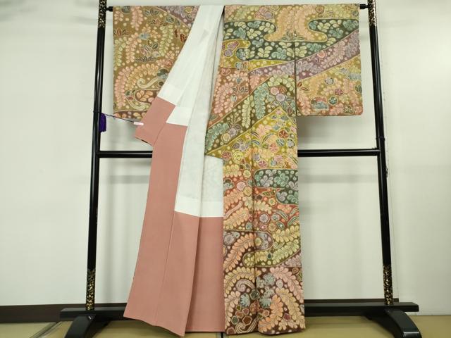 平和屋本店●極上 樋熊哲也 訪問着 辻が花 絞り 手描き 銀通し地 逸品 DZAB5815kh6