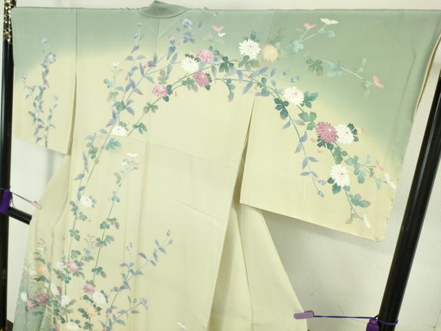 平和屋本店●極上 十日町友禅作家 岡村蒼風 訪問着 枝花文 暈し染め 逸品 DZAB5816kh6